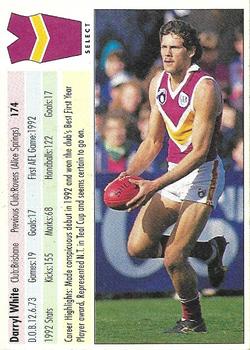 1993 Select AFL #174 Darryl White Back